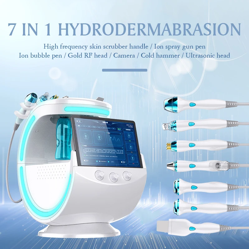 Maszyna do pielęgnacji skóry Hydro Facial 7 w 1 Ultradźwiękowa odmładzająca dermabrazja Urządzenie do głębokiego oczyszczania twarzy z tlenem hiperbarowym
