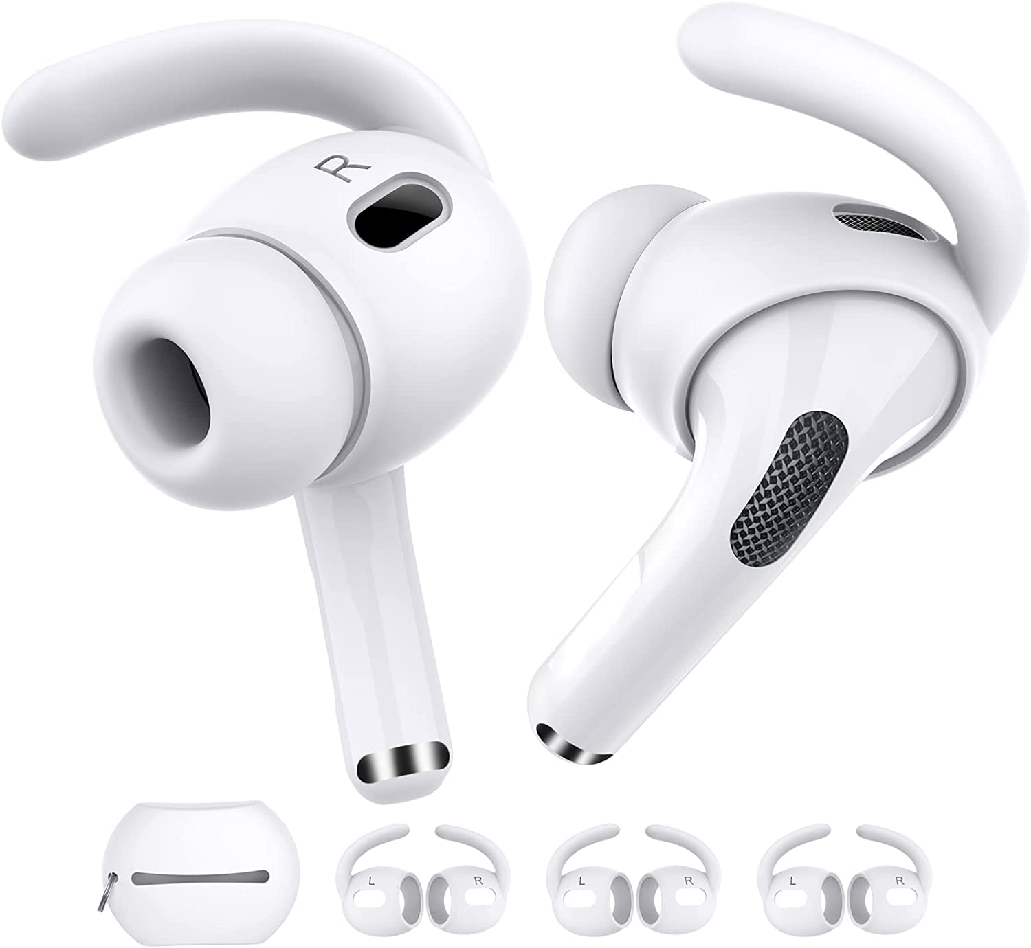 Crochets d'oreille en silicone, coussinets d'oreille, AhaStyle, compatibles pour AirPods Pro 2, blanc, taille unique, 3 paires