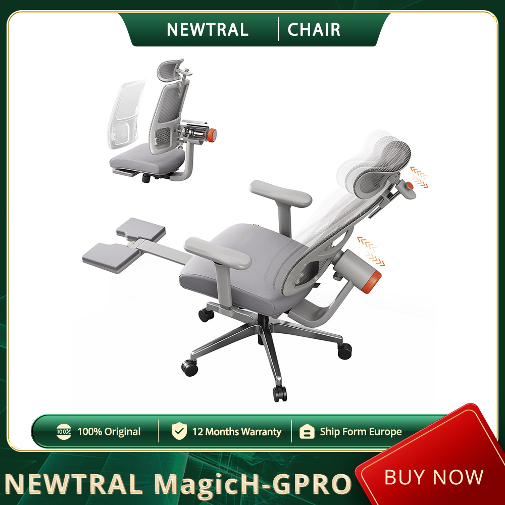 Krzesło ergonomiczne NEWTRAL MagicH-GPRO z podnóżkiem, automatycznym oparciem i zagłówkiem, adaptacyjnym podparciem dolnej części pleców, udźwig 136 kg (300 LBS)