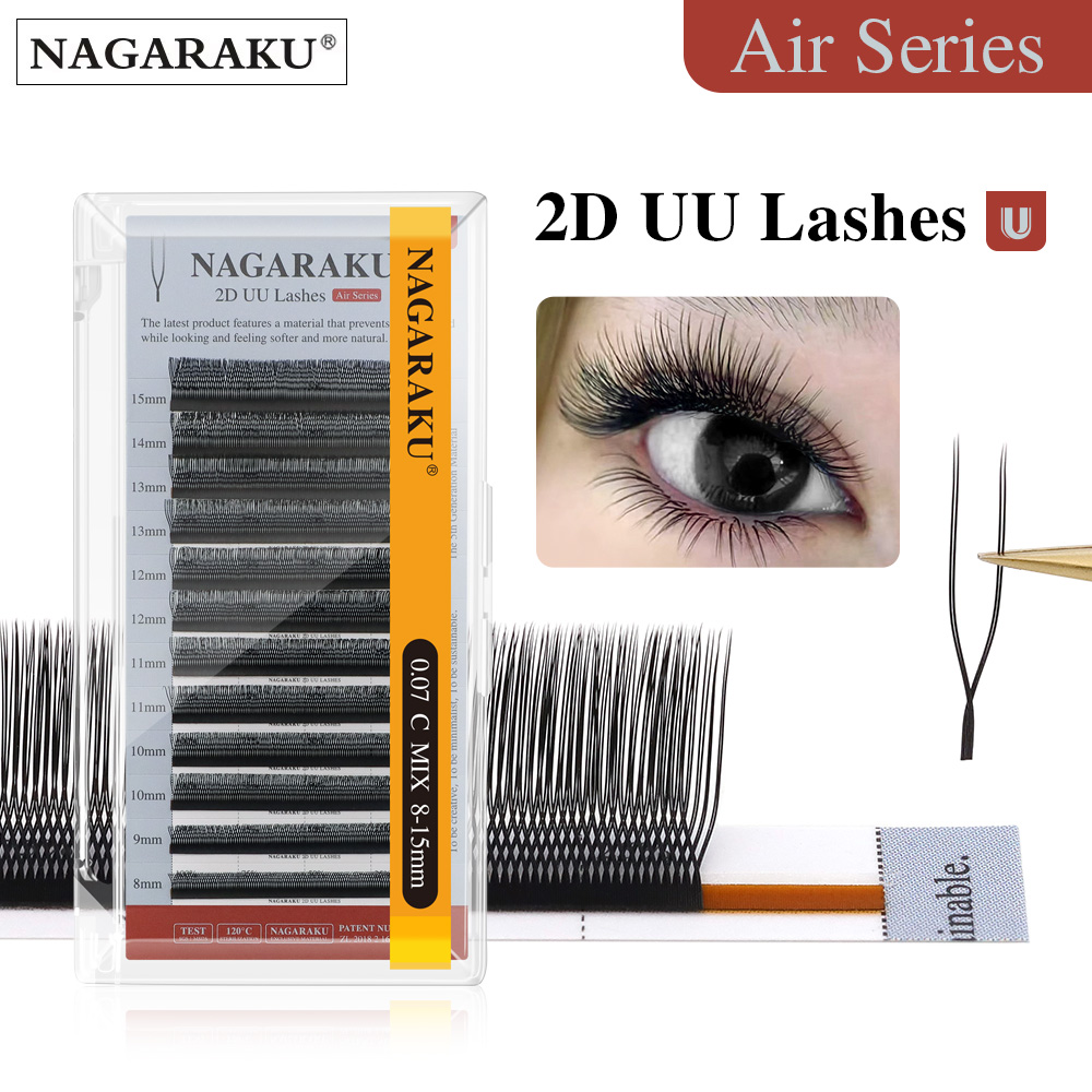 NAGARAKU U-vorm YY 2D UU Zacht licht Natuurlijke wimperextensions Parallelle make-upbenodigdheden