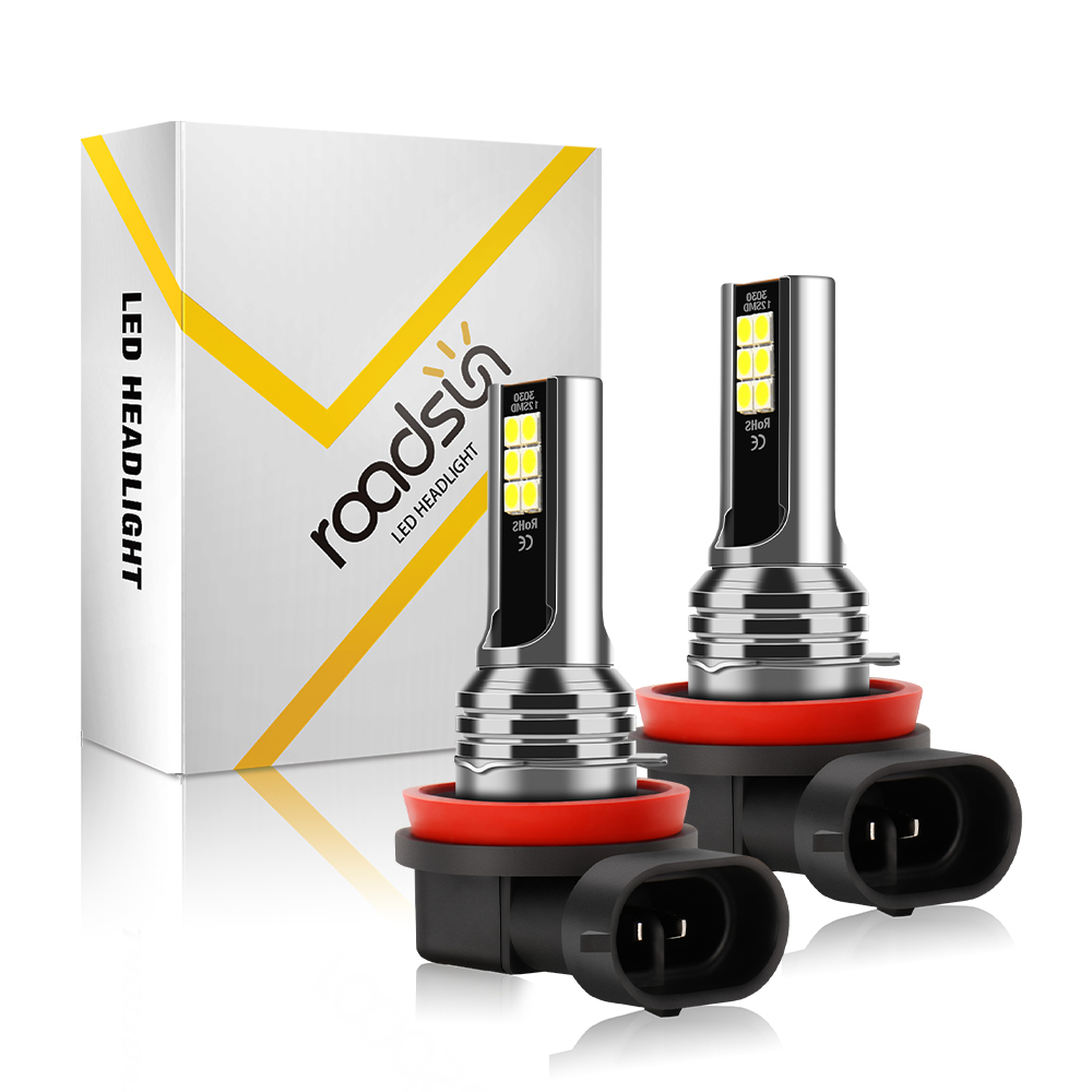 H11 9005/HB3 9006/HB4 5202 หลอดไฟ 30000LM โคมไฟพลังงานสูง 6000K สีขาว + ความสว่าง 100% LED Zero Dark Spot IP68 กันน้ํา 2pcs