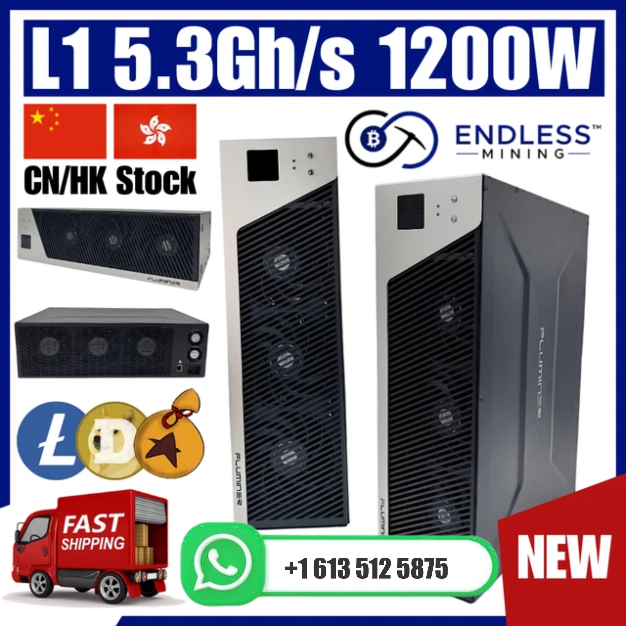 Oferta Imperdível JY: Compre 2 e Ganhe 1 Grátis - Novo Fluminer L1 Pro 6Gh/s 1400W Minerador LTC/DOGE Entrada 110 ~ 240V |   Mineração Sem Fim