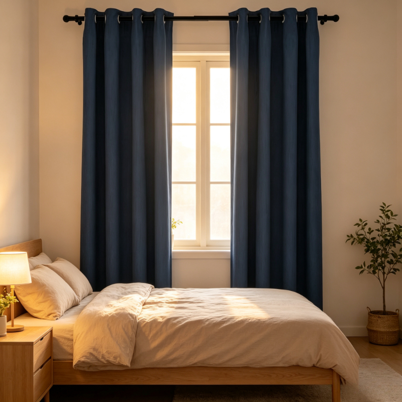 2 Peças de Cortinas de Janela Blackout com Textura de Linho Azul e Ilhós, 140x225cm, com Isolamento Térmico, Redução de Ruído e Privacidade, Cortinas Eficazes para Sombreamento de Luz, Decoração de Casa, Perfeitas para Quarto, Sala de Estar e Decoração de