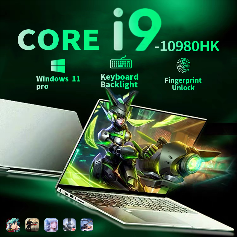 Computadora portátil de 15.6 pulgadas con Windows 11, Intel Core i9-10980HK, PC Gamer, 16 GB de RAM, desbloqueo por huella dactilar, teclado retroiluminado, computadora para estudio.