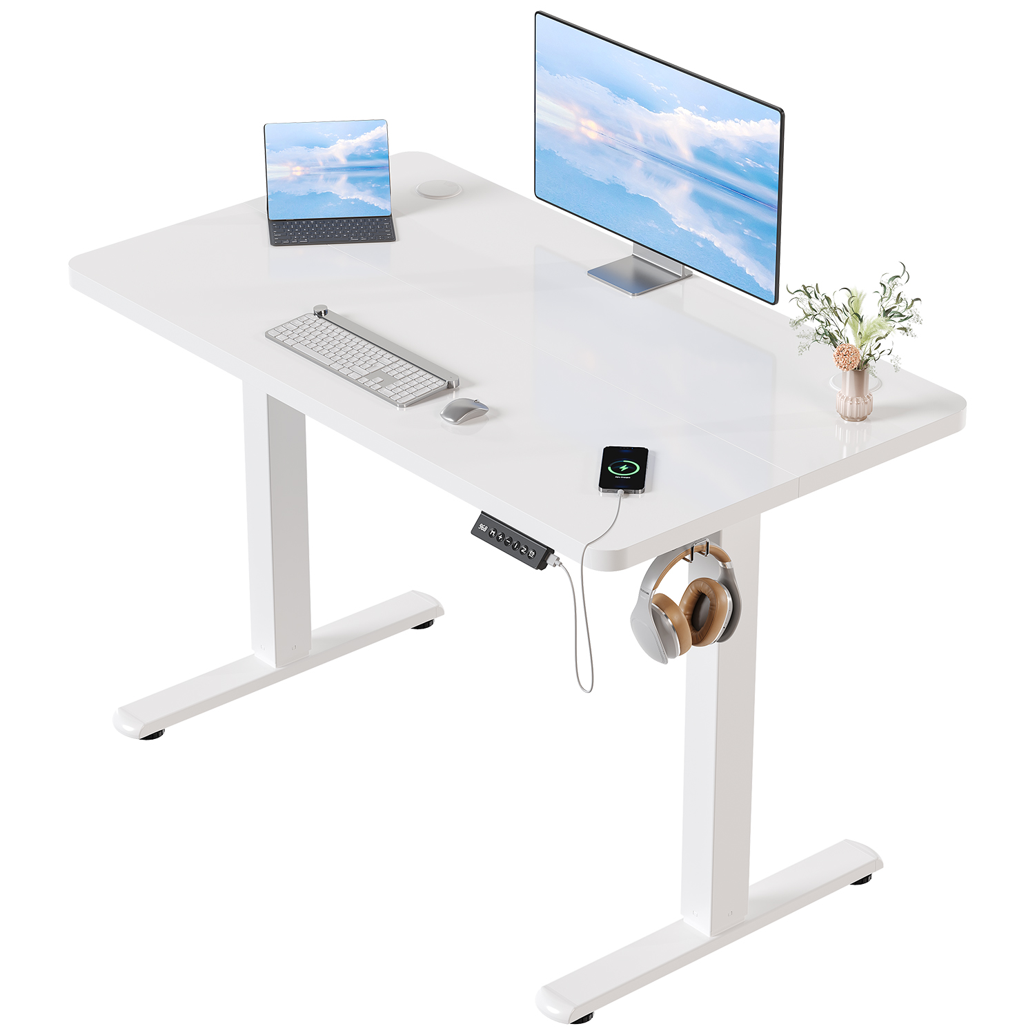 Höhenverstellbarer Schreibtisch von Devoko mit USB-Anschluss, höhenverstellbarer elektrischer Steh-Sitz-Schreibtisch, verstellbarer Computer-Schreibtisch