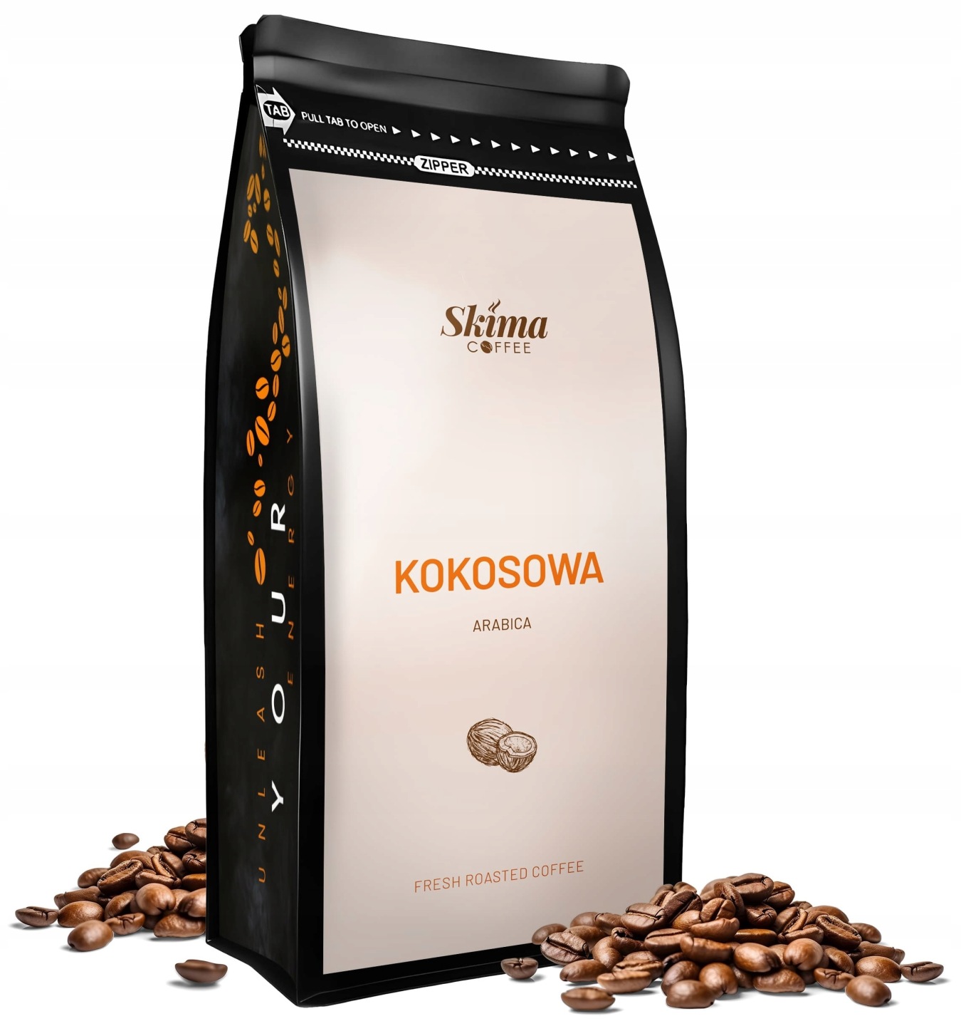 Kawa ziarnista 1kg KOKOSOWA SMAKOWA 100% ARABICA Świeżo Palona + GRATIS