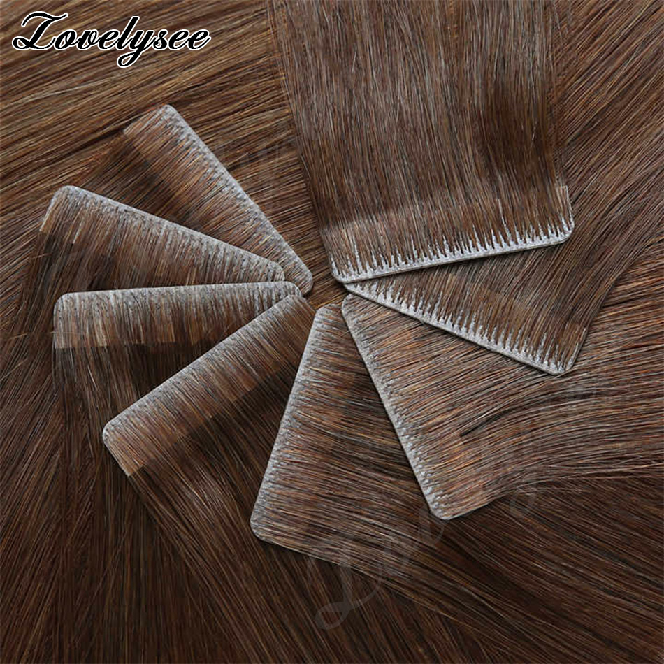 Ekstensi Rambut Tape In Mewah Tak Terlihat, Ekstensi Rambut Asli Injeksi PU Tape In, Ekstensi Rambut Lurus Ujung Tebal