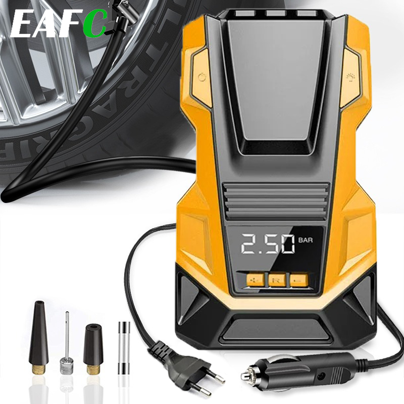 EAFC – gonfleur de pneus de voiture, compresseur d'air Portable, pompe à Air numérique 150PSI AC220 DC12V avec lumière LED pour voiture, moto, vélo