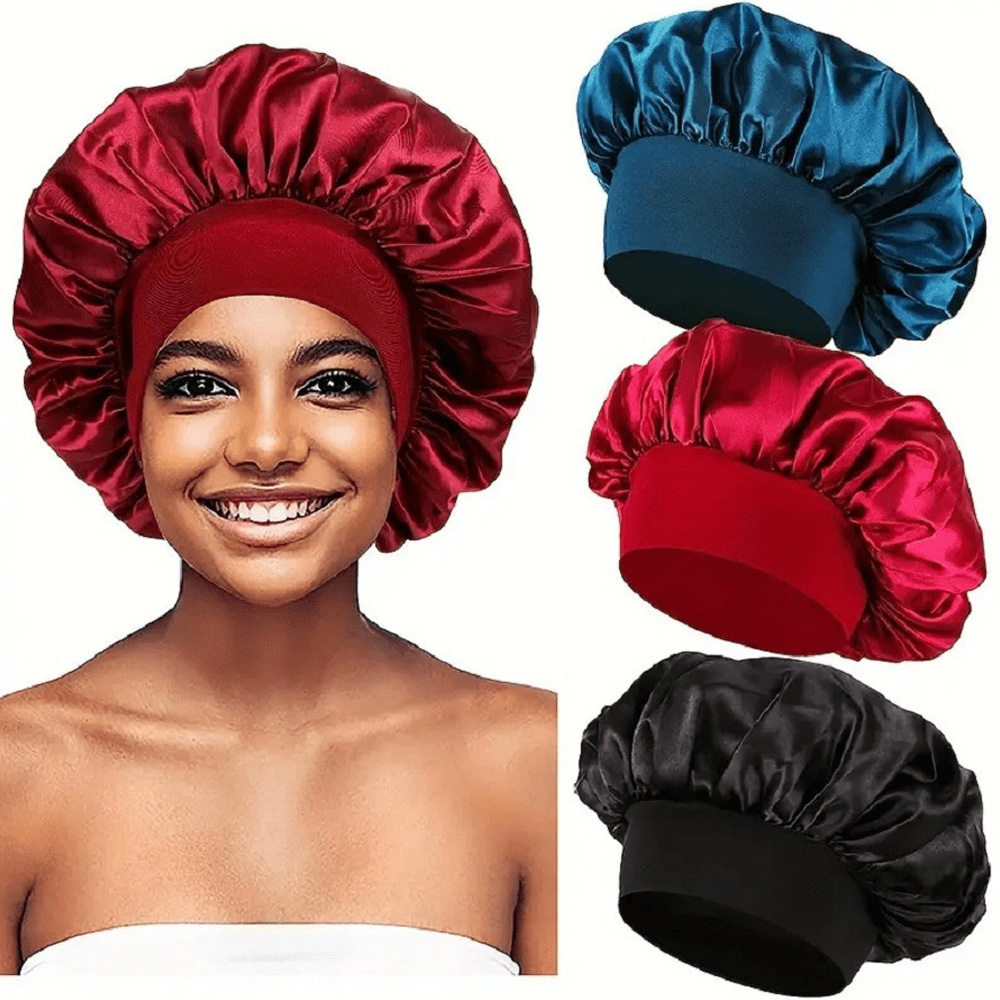 Nieuw Satijnen Nachthaar Cap Dames Effen Slaaphoed Slaapverzorging Motorkap Slaapmuts Voor Dames Unisex Cap