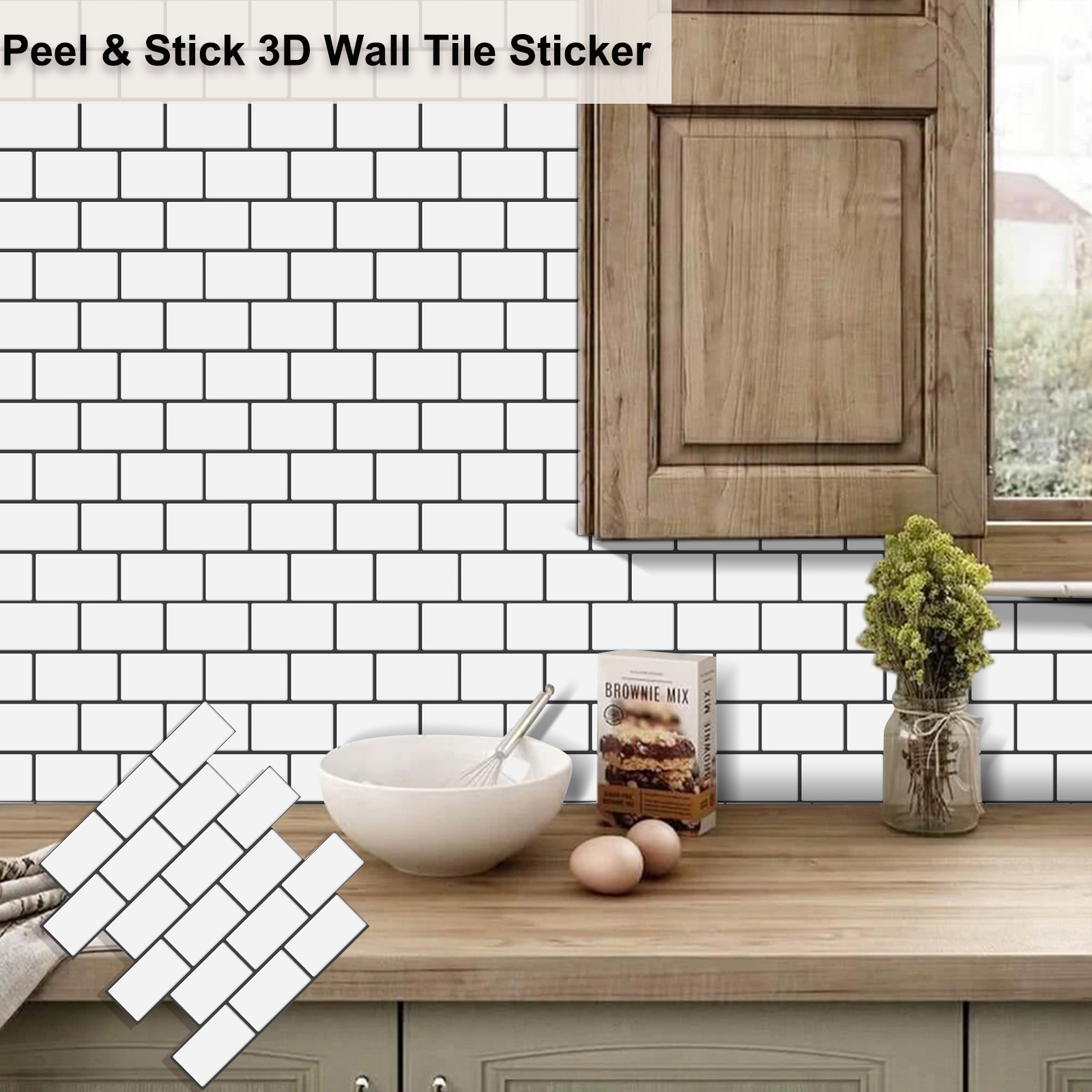 Pegatinas de pared del metro, papel tapiz de vinilo de ladrillo 3d, pegatinas de pared contra salpicaduras para baño y cocina, 10 hojas