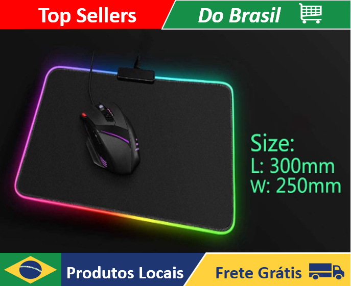 Podkładka pod mysz Gamer Speed Borda Led 7 rdzeni Rgb Impermeável 250mm x 350mm
