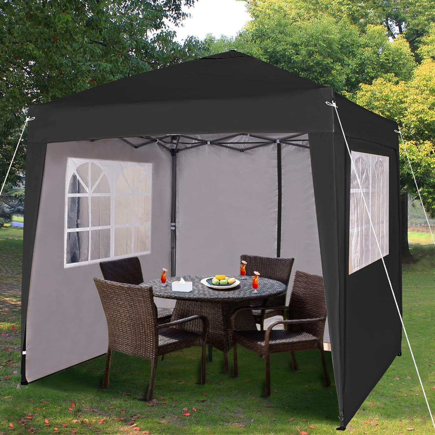 Gazebo Pop-up 2m x 2m con lati strato protettivo argento tendone impermeabile