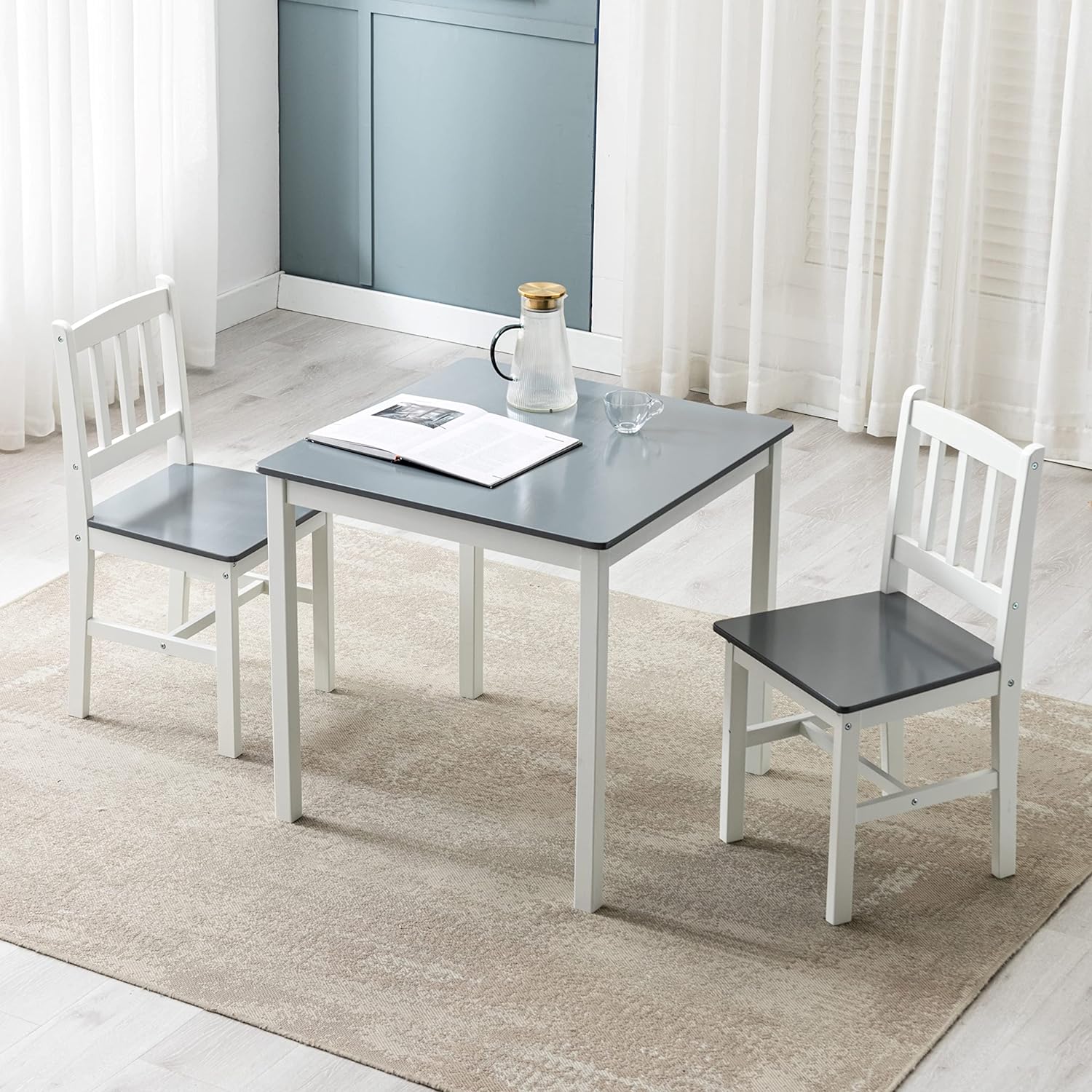 Mcc direct Classic tavolo da pranzo in legno massello e 2 sedie Set cucina casa 2 + 1