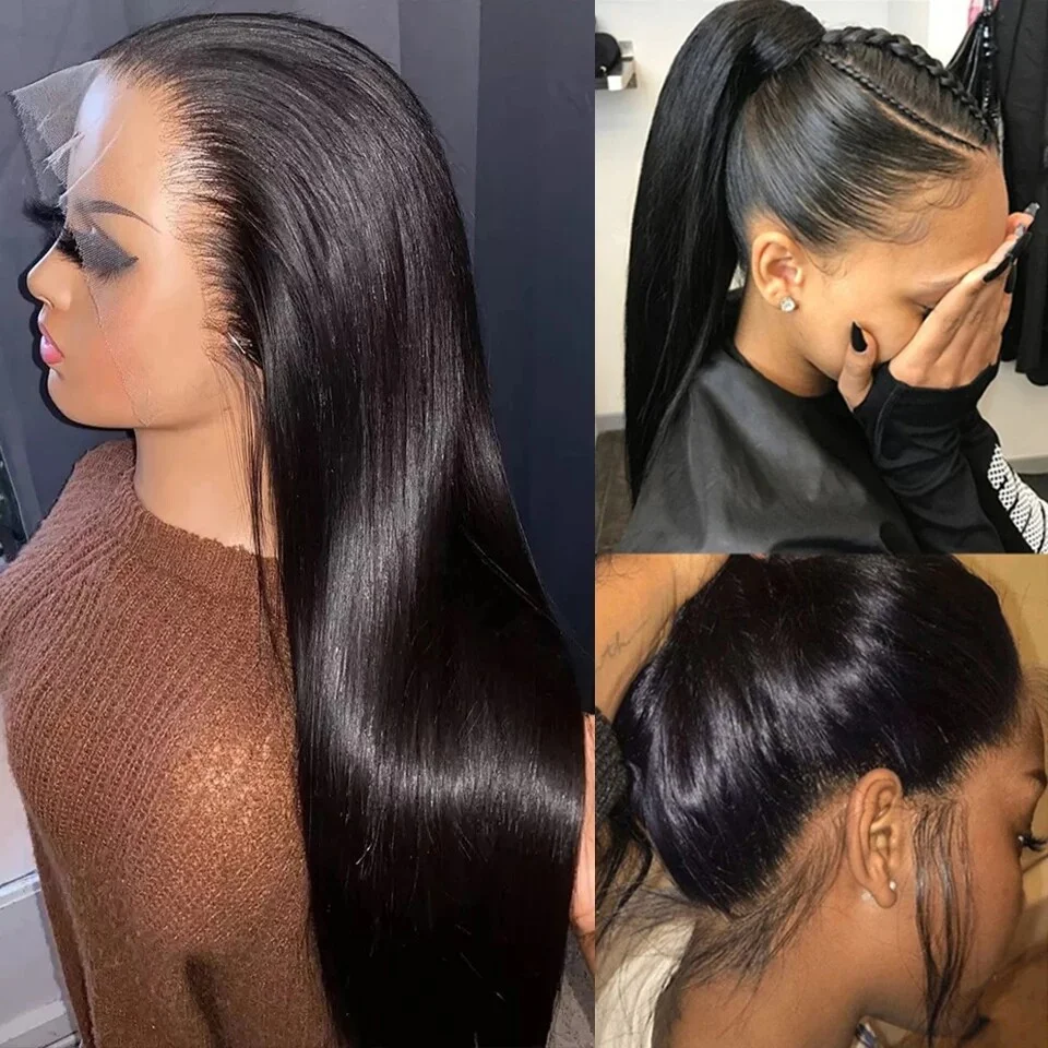 36 Inch 300% Density Bone Straight 13x6 HD Lace Frontal Wigs Pre Cut Bleached Knots Glueless Wig 13x4 Lace Front Human Hair Wigs