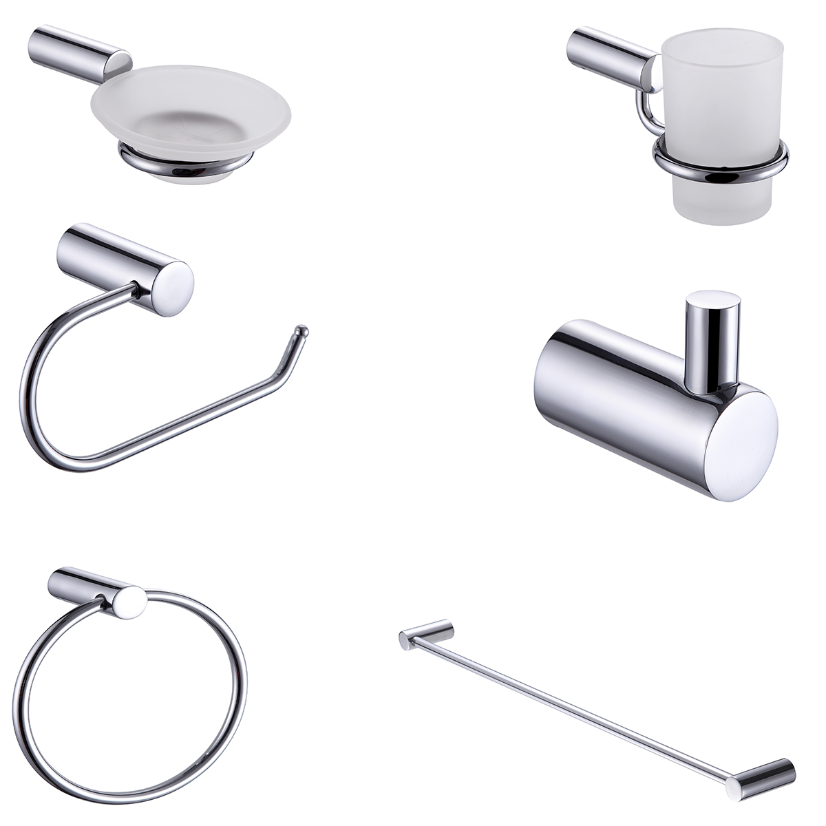 6 Stück Super Luxus Chrom Edelstahl Bad Set
