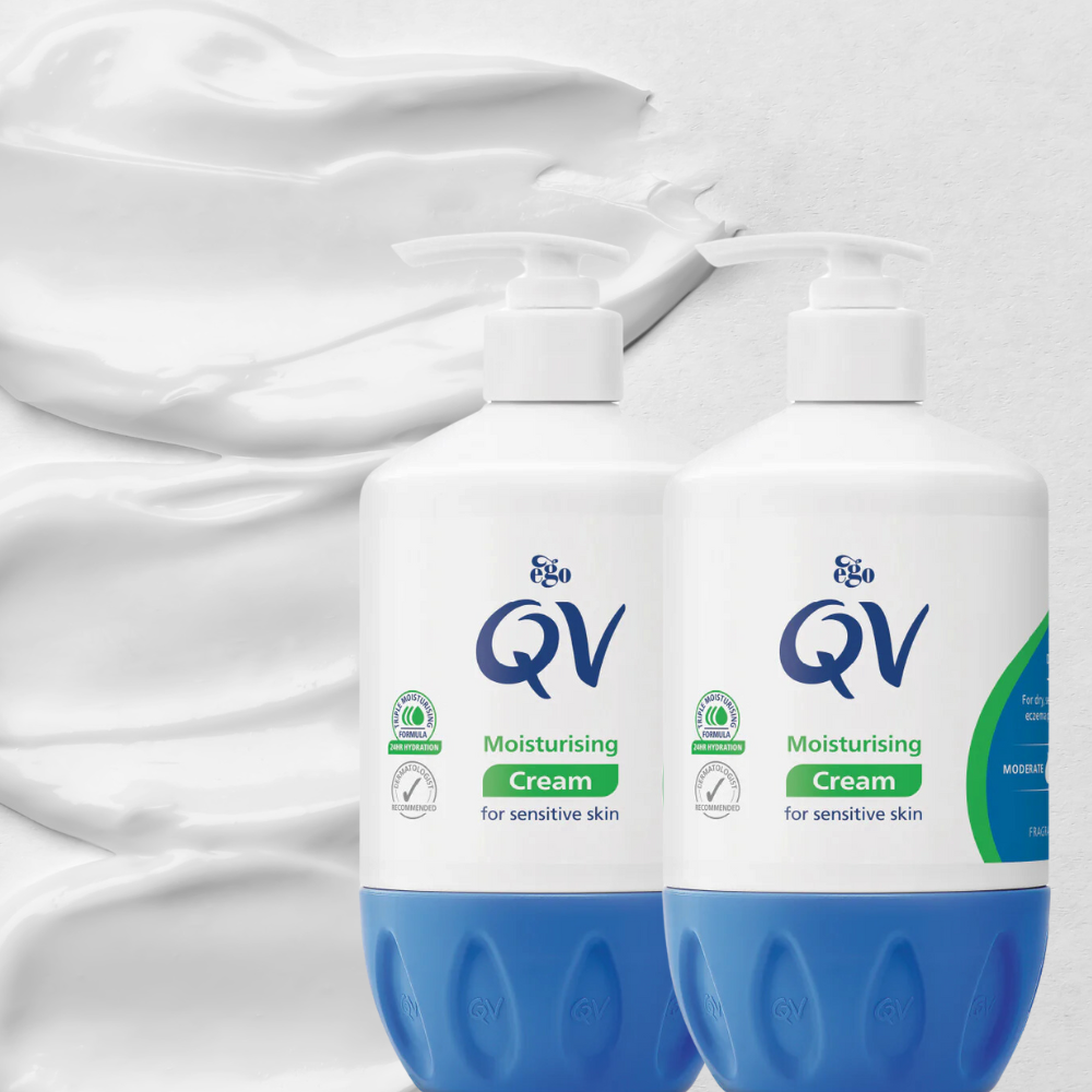 QV krim pelembab untuk kulit sensitif kering, kulit scaly, 10% kaya gliserin, krim pelindung tubuh