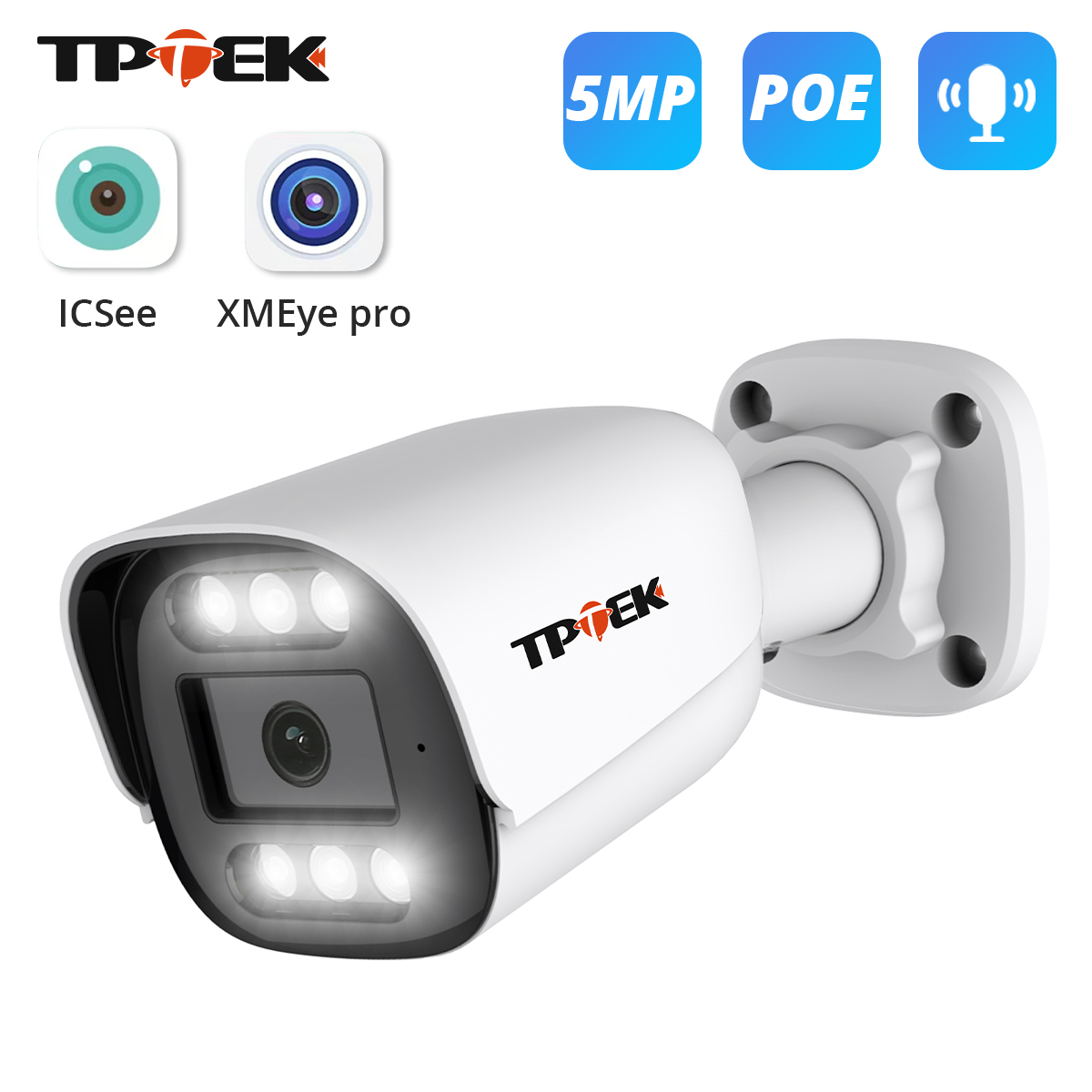 Cámara IP de 5MP para exteriores, vigilancia POE H.265, Audio bidireccional, CCTV, visión nocturna en Color, cámara IP66 para sistema POE XMEye Pro iCSee