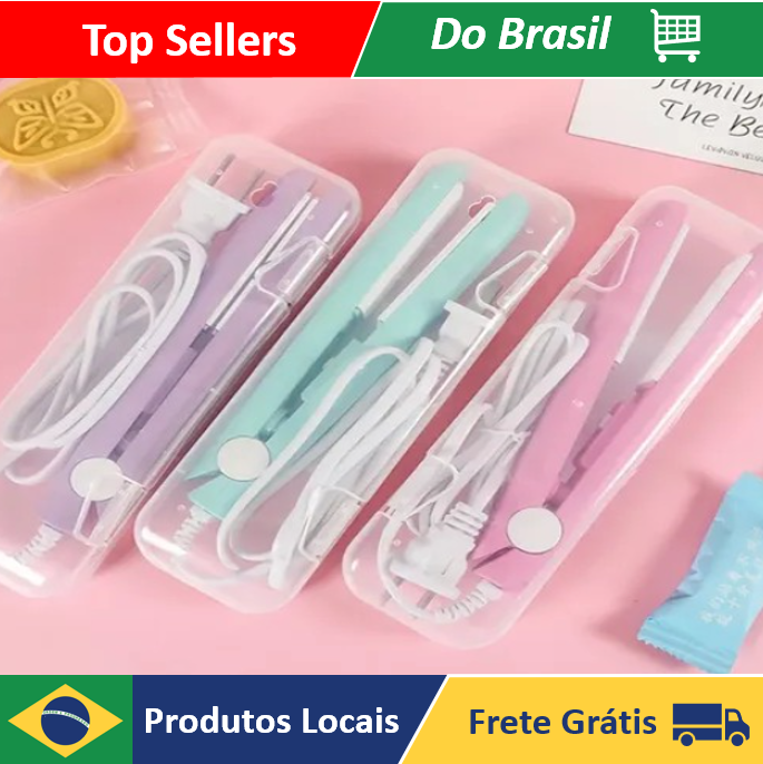 Mini Chapinha Prancha De Cabelo Portátil Com Estuche Transporte Bivolt