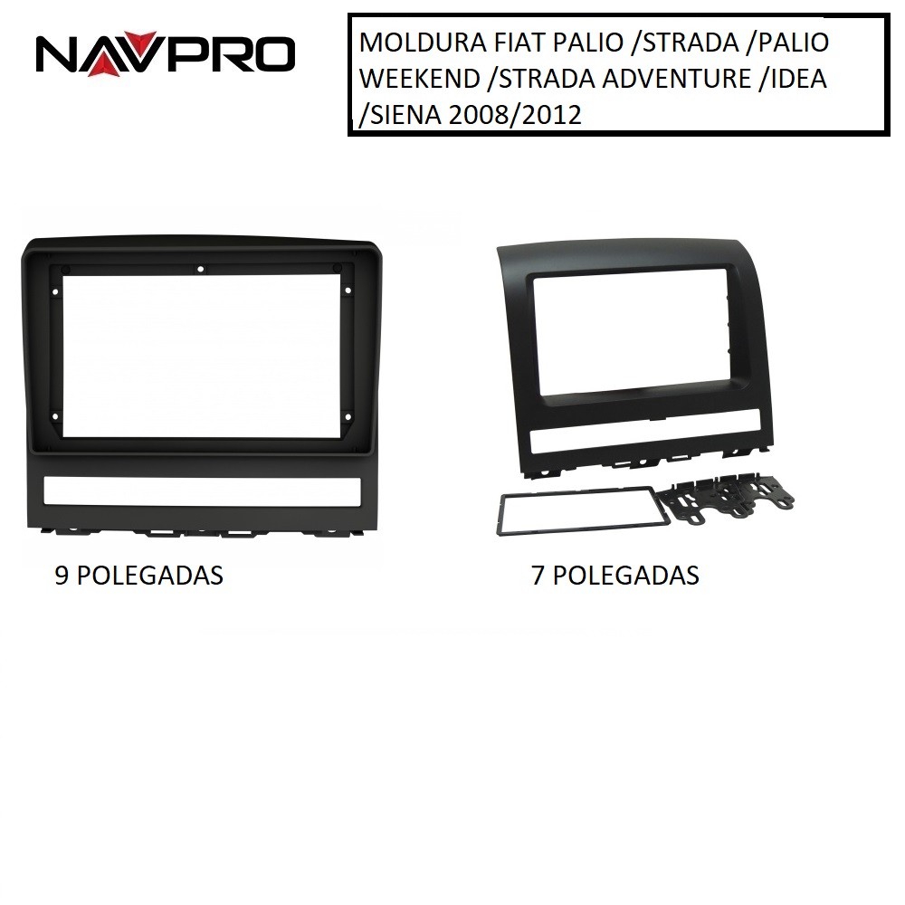 Marco para instalación de centro Multimedia NAVPRO, para FIAT PALIO STRADA SIENA WEEKEND IDEA 2008-2012, 7 "o 9"