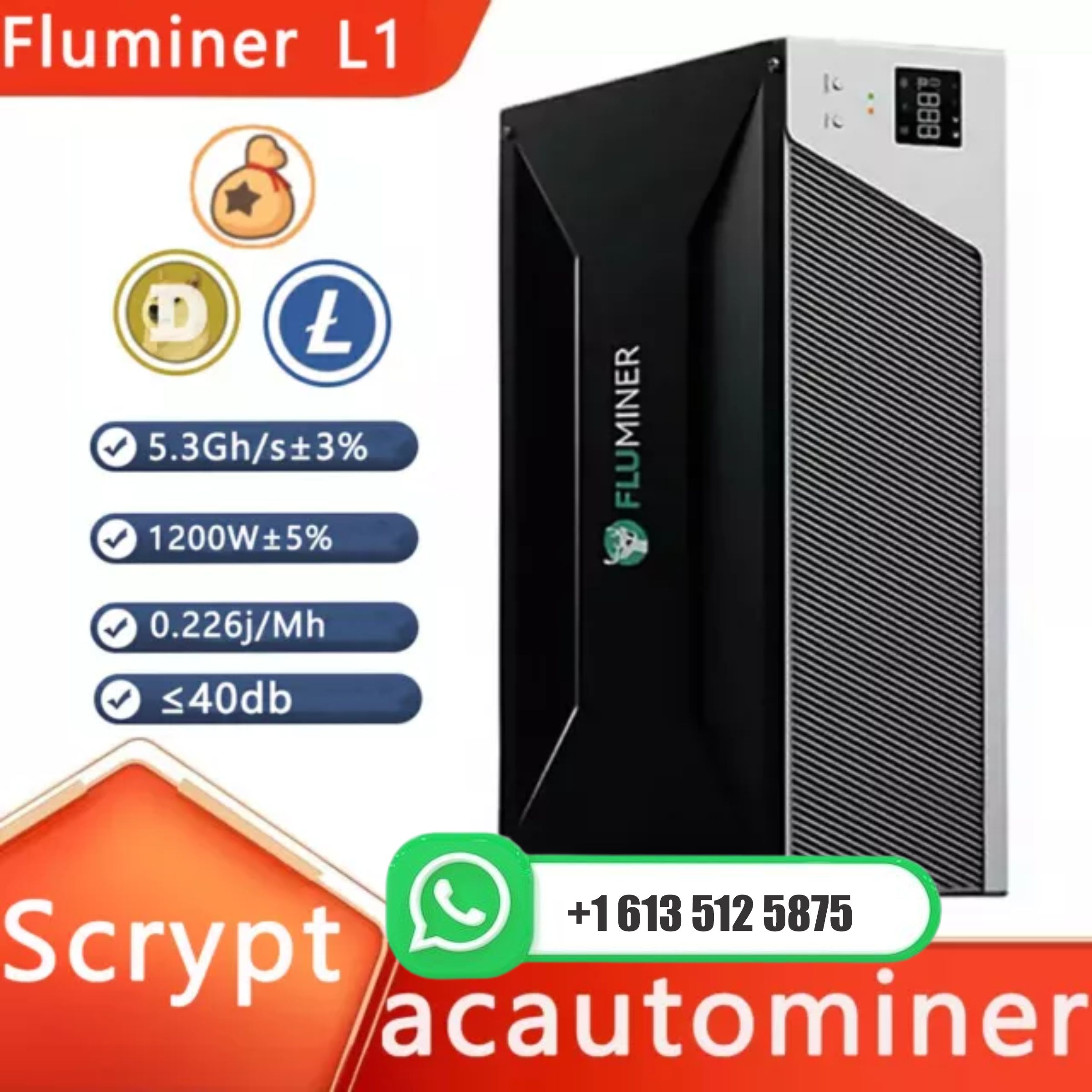 Oferta Imperdível JY: Compre 3 e Leve 2 Grátis! Novo Minerador de Moedas Fluminer L1 Doge LTC BEL 5.3Gh/s 1200W para Uso Doméstico em Estoque