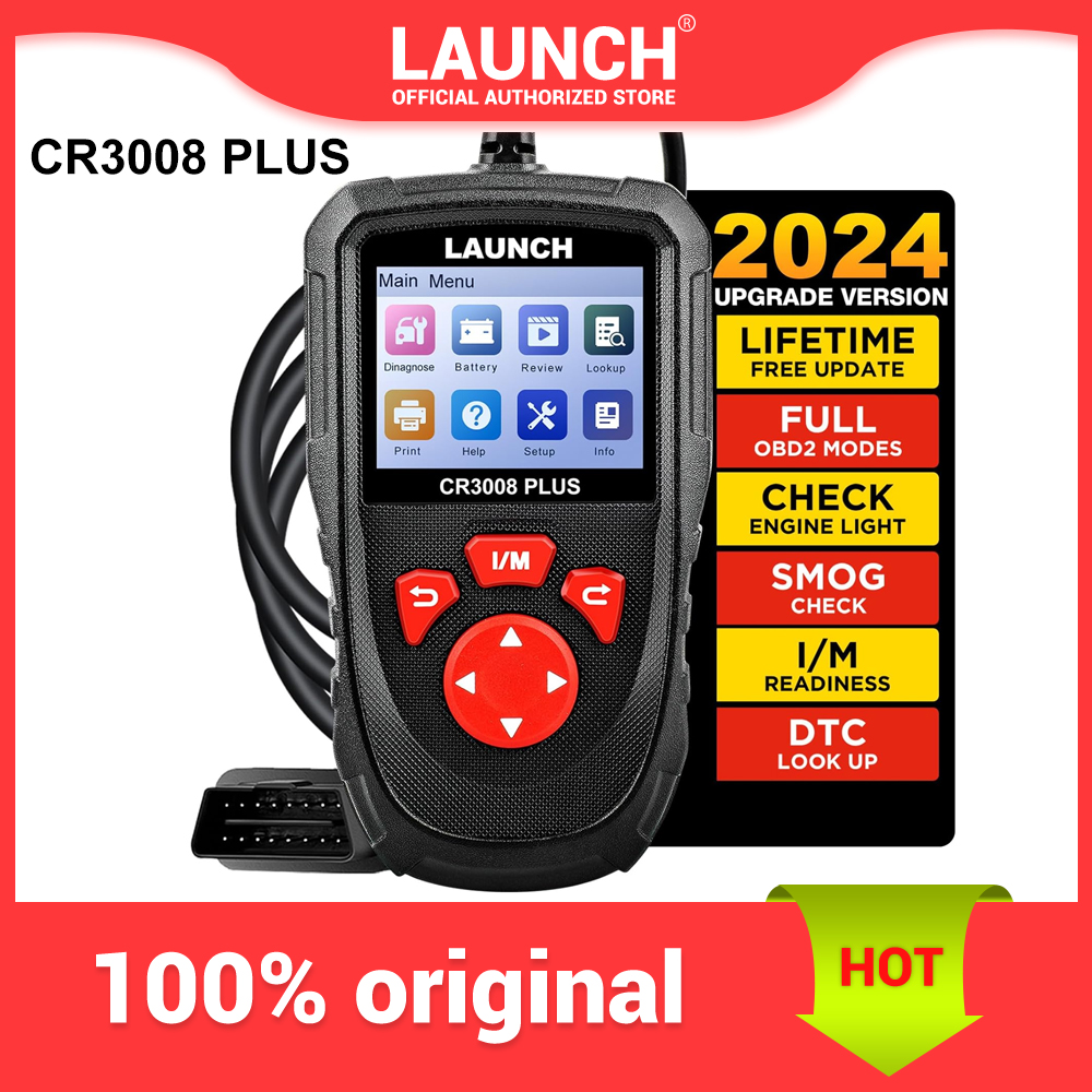 LAUNCH-herramienta de diagnóstico de escáner OBD2 CR3008 Plus, lector de código de actualización de una tecla de por vida I/M, herramienta de escaneo de coche OBDII