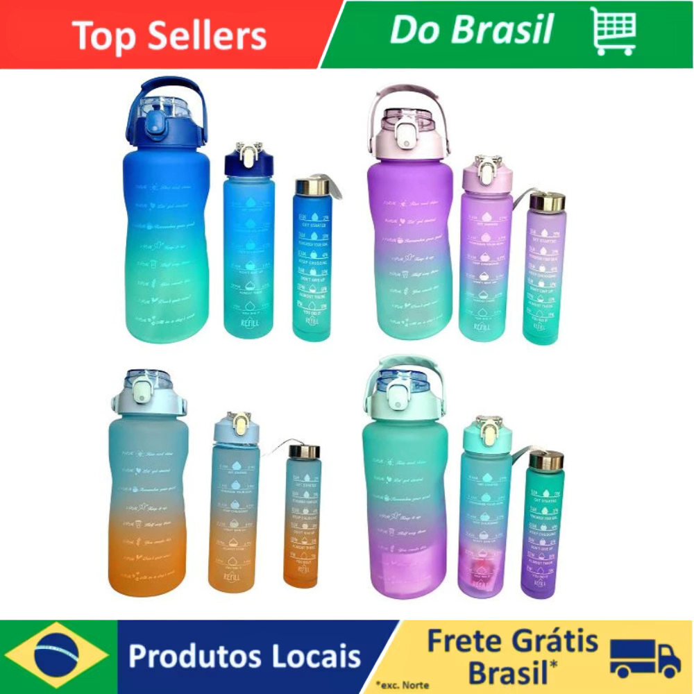 ชุด2L บีบ garrafa de água COM 3