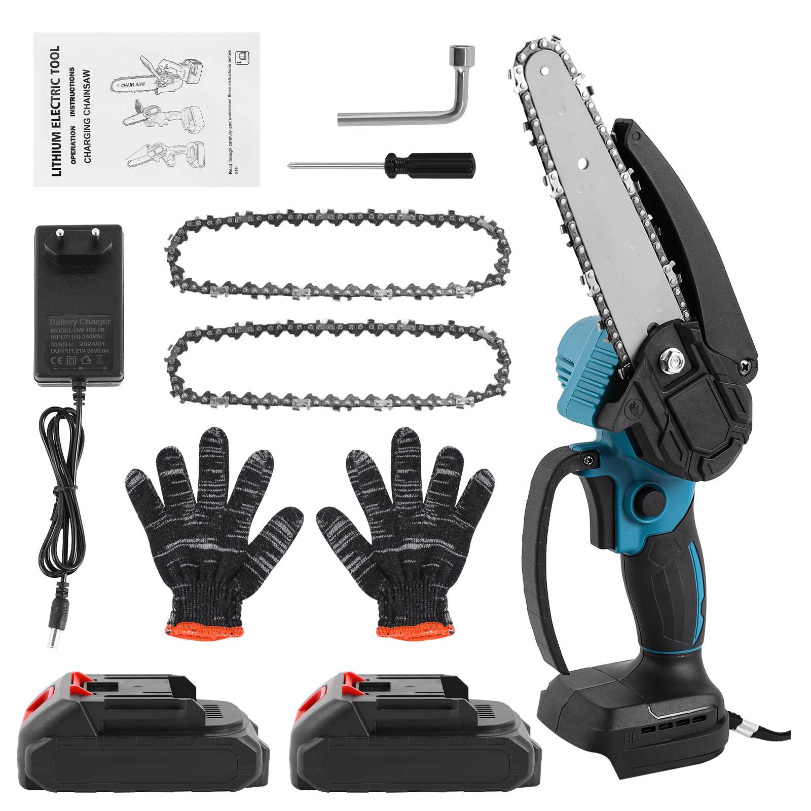 Minisierra portátil multifuncional, potente motosierra pequeña de mano con carga inalámbrica de 6 pulgadas y batería de litio de resistencia