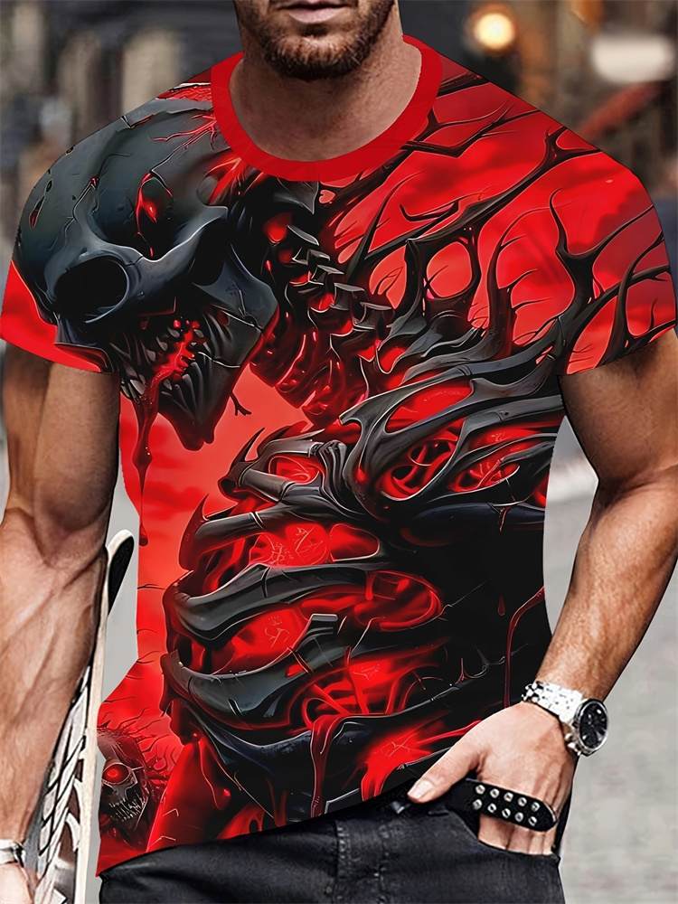 T-shirt da uomo con stampa teschio horror 3D T-shirt casual comoda girocollo a maniche corte T-shirt pullover Top Street Fashion Clothing