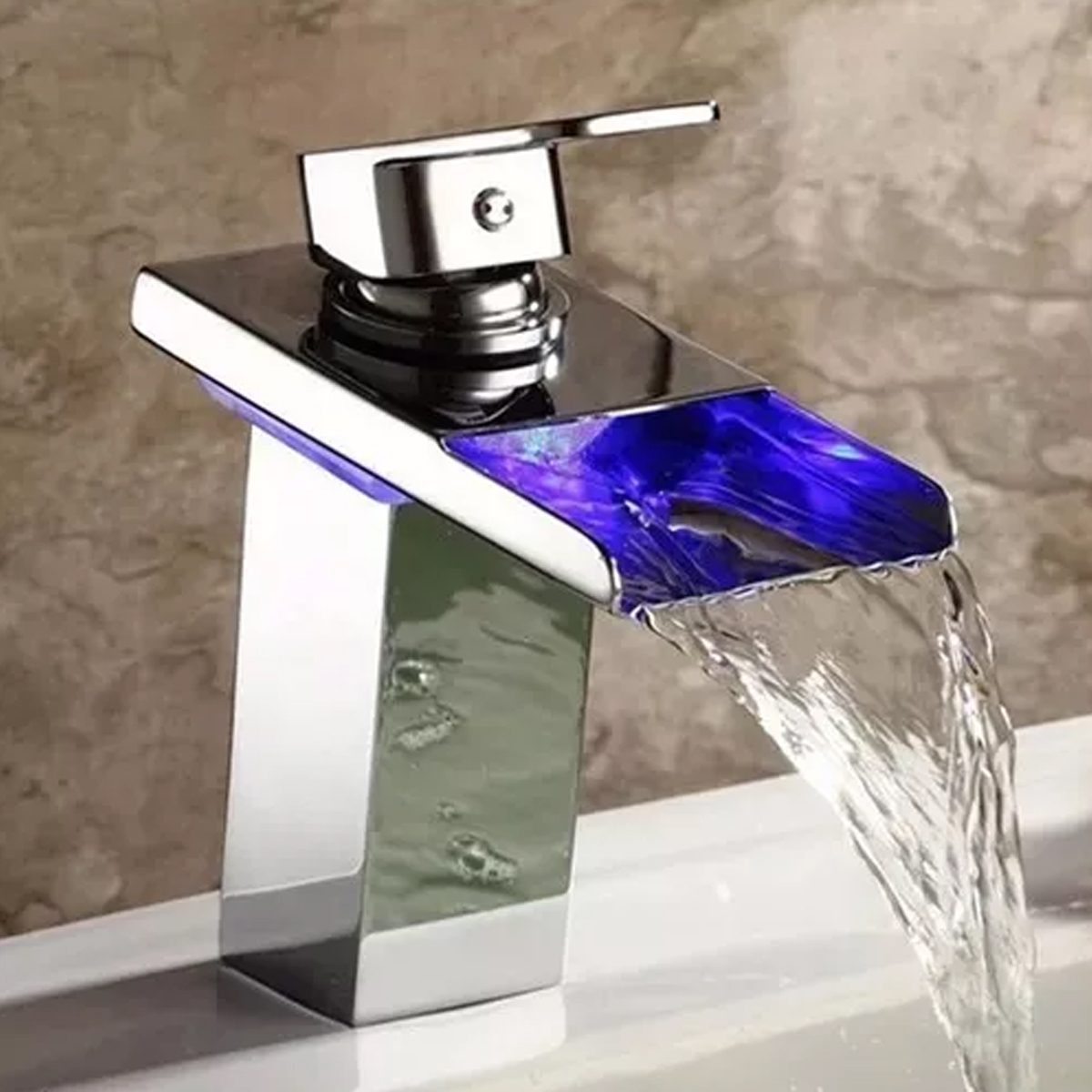 Torneira Pia Banheiro Immerger l'URador, Quente E Fria Monocomando Com Led, Cuba Baixa CascMiLuxo Led, 8801