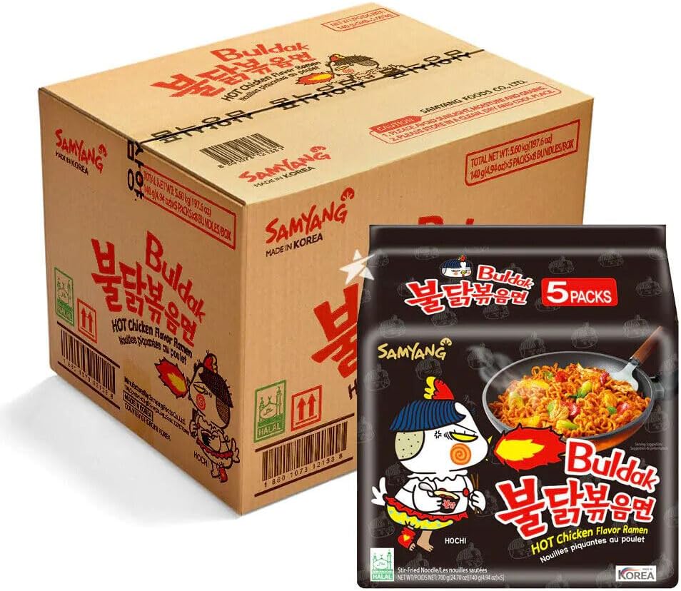 Samyang, Carbo Buldak Nuclear Fire Fried Super Hot Spicy Noodle, Pack of 40, 140g/pack