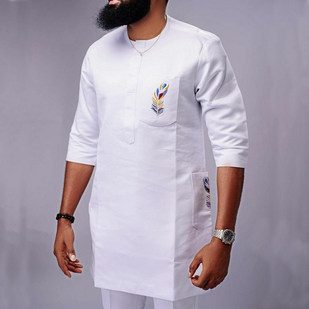 Nuevo en traje africano de manga corta para hombres de negocios de verano, conjunto de pantalones y camisa Dashiki bordado, trajes de 2 piezas, Boubou para fiesta de boda