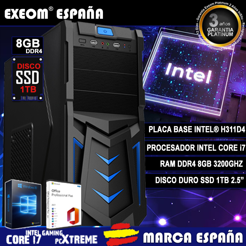 Ordenador Sobremesa Gaming Pc Intel Core i7 16GB SSD 1TB Wifi