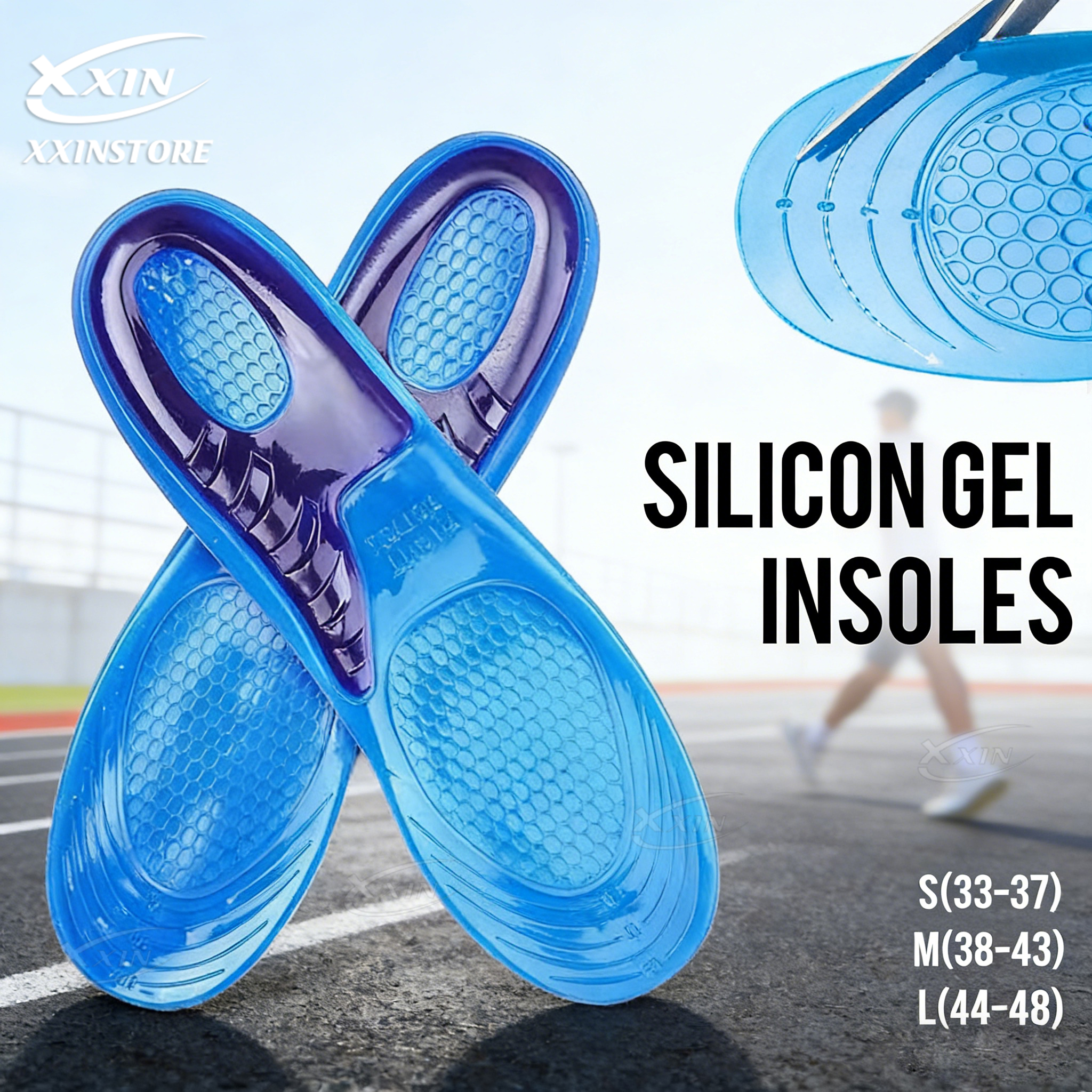 Soles Insole sepatu lari pria dan wanita, bantalan sol elastis untuk olahraga, lari, silika, ukuran 35-46