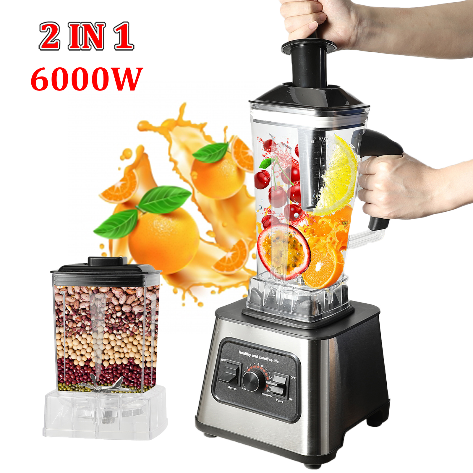6000 W Krachtige Blender Mixer Juicer Smoothie Maker Tafelblenders Babyvoedingmachine 2 IN 1 Elektrische Blender Mixer voor Ijsmoer