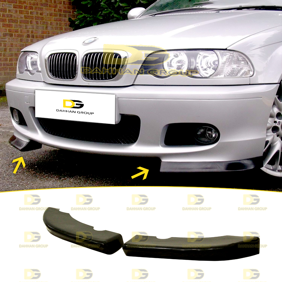 B.M.W Serie 3 E46 1997 - 2006 M Sport / M Tech Juego de extensiones de aleta de esquina de parachoques delantero Kit de alimentación M de plástico negro brillante piano