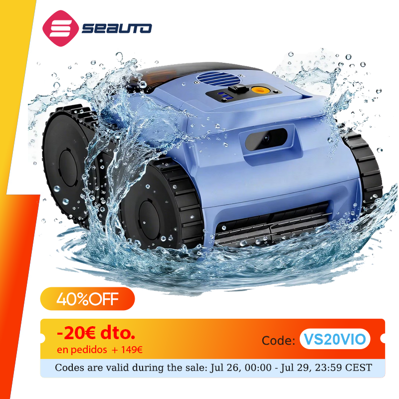 Aspirador de piscina Seauto, 3 modos para piscinas internas/escotadas até 2150 m2. Pés., dura até 150 minutos, escalada na parede, motor sem escova de 180 W