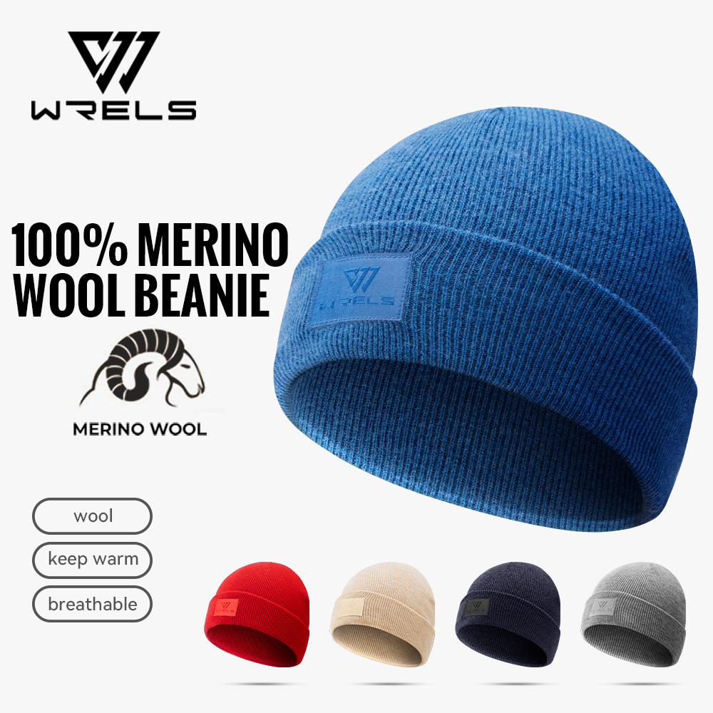 WRELS Шапка из 100% мериносовой шерсти Теплая зимняя шапка Кепка для часов Шапка из мериносовой шерсти Легкая термошапка Дышащая шерстяная кепка для часов