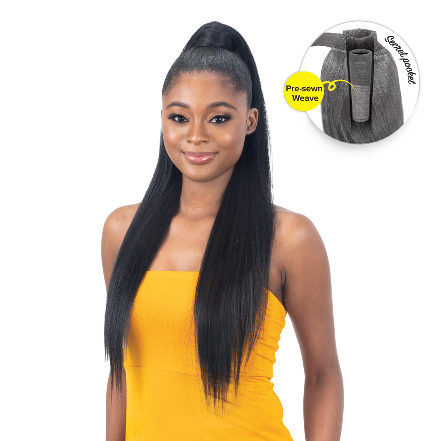 Shake-N-Go Weave Organique Pony Pro Synthetic Ponytail Sleek Straight with Secret Pocket made by Pre-sewn Weave