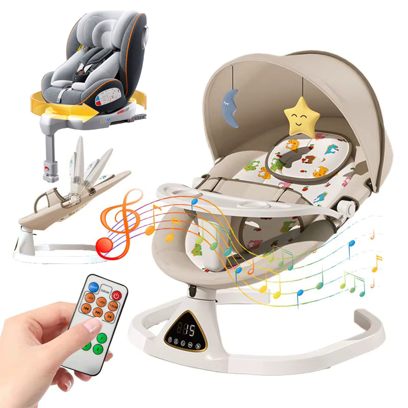 Cama de balanço para bebê, elétrica, luxuosa, balanço, reclinável, cadeira de balanço automática, cinto de segurança de cinco pontos com controle remoto
