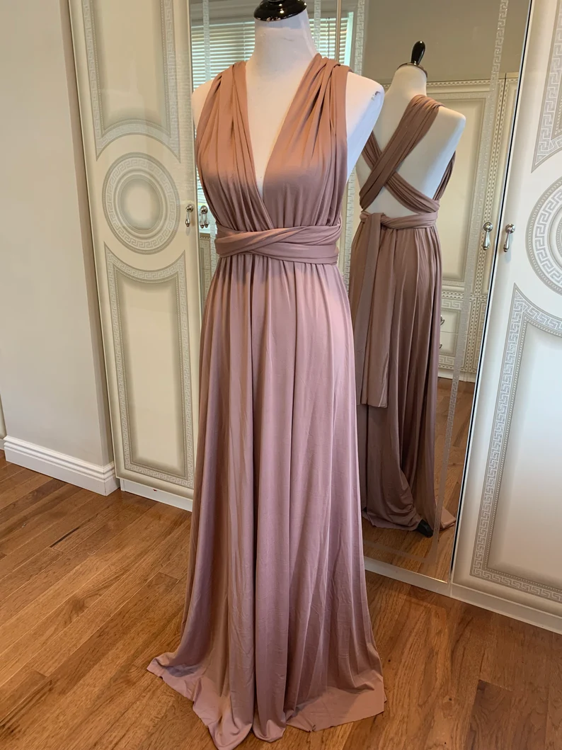 CAPPUCCINO-vestido largo multidireccional, Maxi infinito, Convertible, Formal, envoltura de cóctel de boda, vestido de noche Sexy para dama de honor, regalos