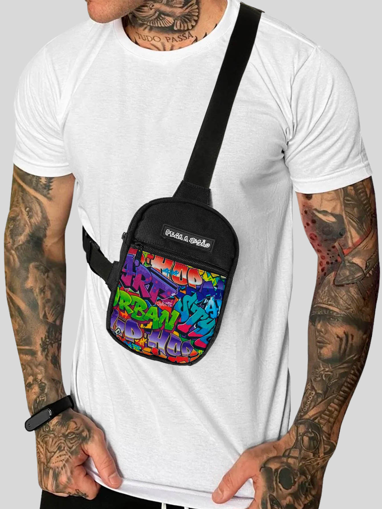 SHOULDER BAG BOLSA LATERAL MINI TRANSVERSAL GRAFITE ALÇA LISA