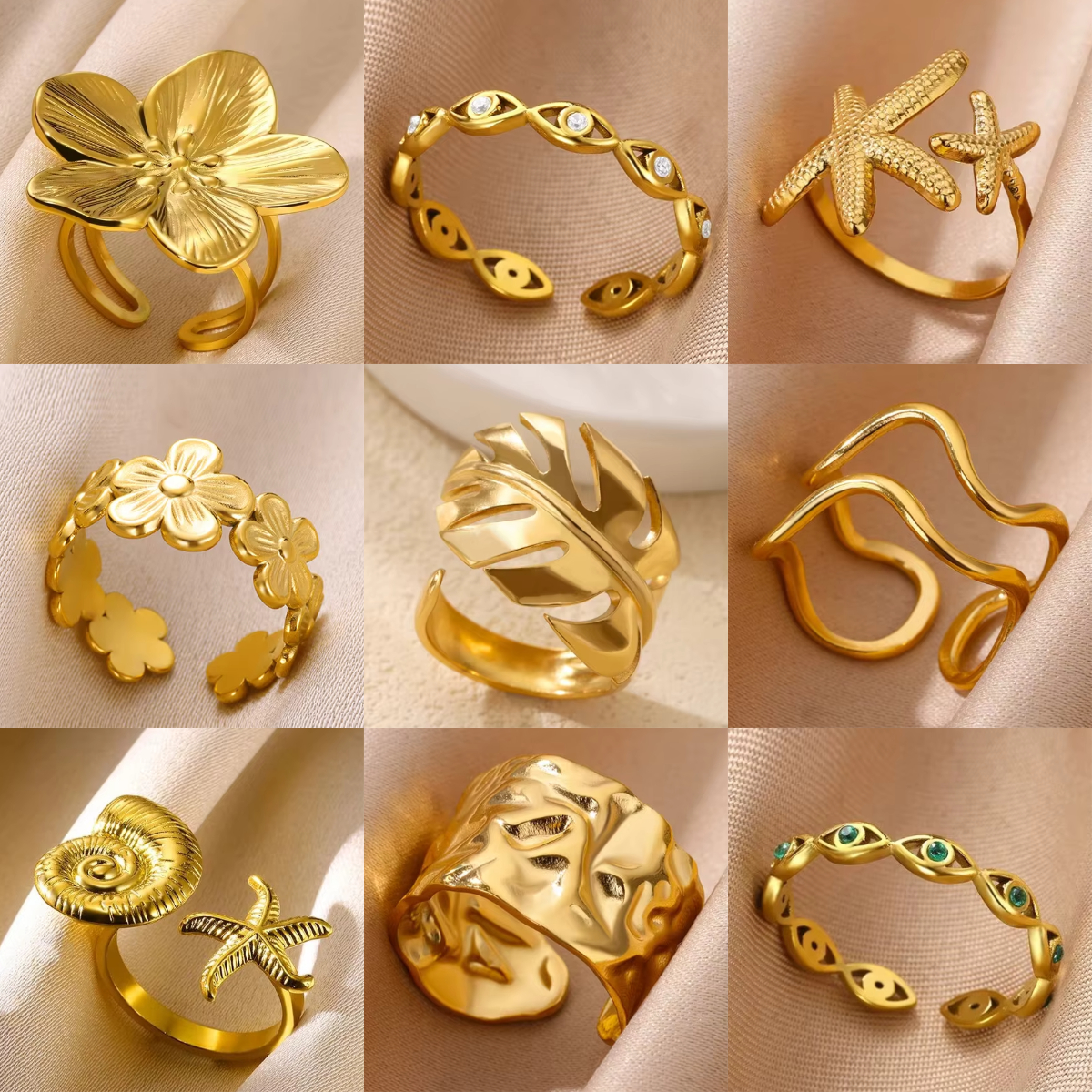 Rvs Bloem Open Ringen Voor Vrouwen Trend Bruiloft Hart Sieraden Goud Kleur Geometrische Holle Ring Dagelijkse Accessoires Cadeau