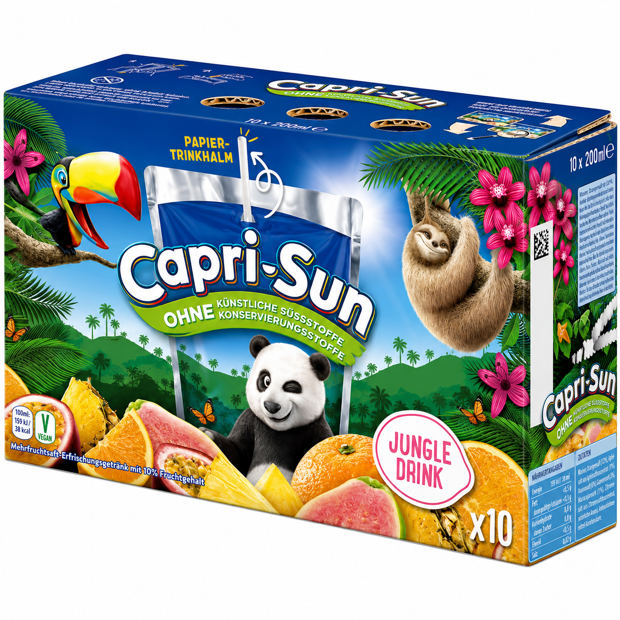 10 Stück Capri-Sun Jungle Drink 200 ml – Exotisches Fruchtgetränk – 10 x 200 ml Trinkpäckchen – Vorratspack