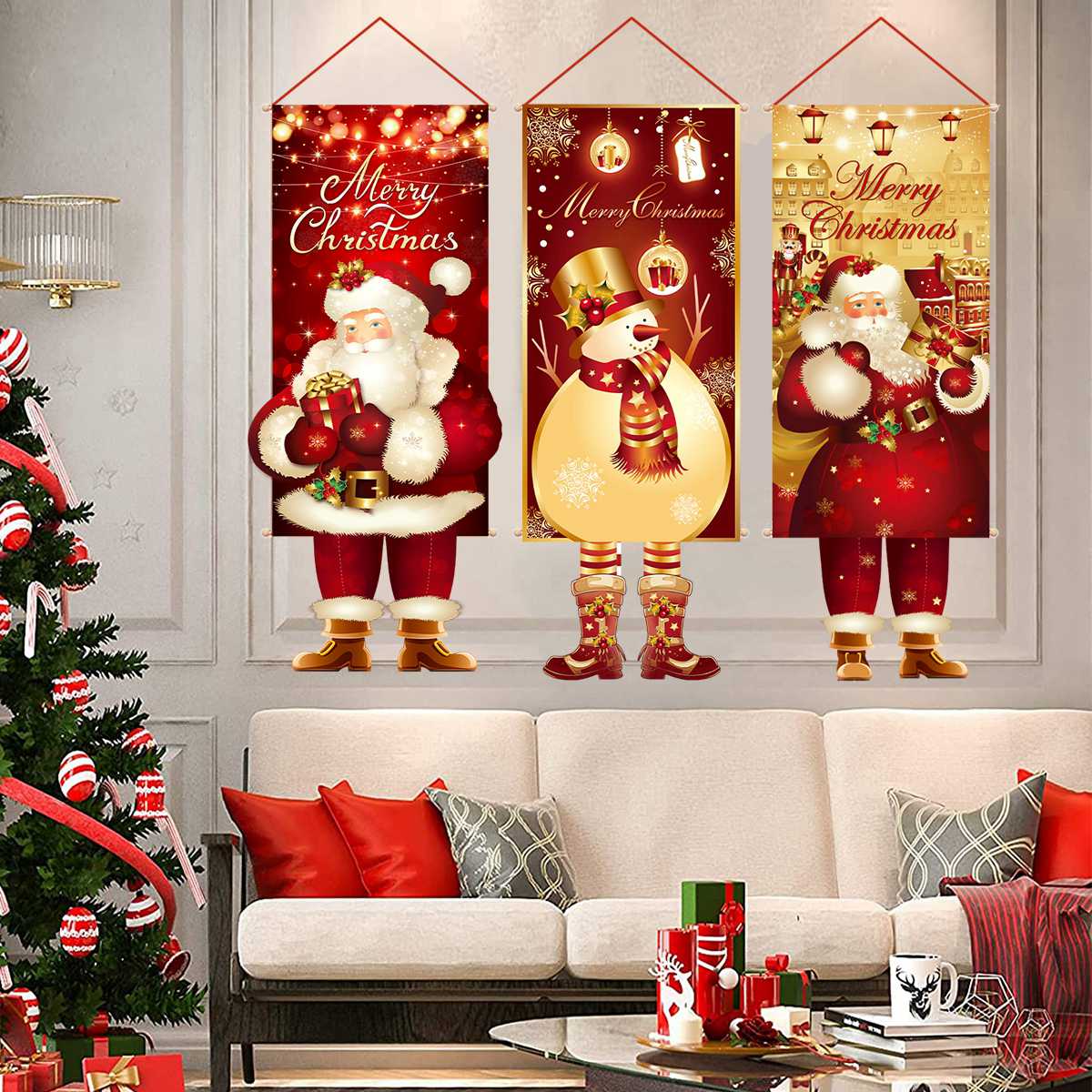 Natal pendurado bandeira feliz natal decorações para casa 2025 navidad kerst natal noel enfeites de árvore de natal suprimentos decoração