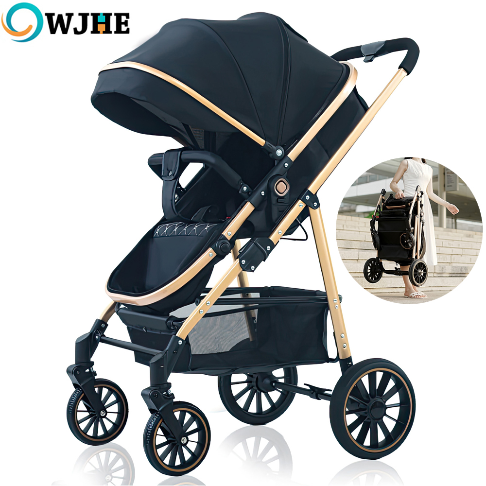 OWJHE Leichter Kinderwagen für Babys, Kinderwagen mit vier Rädern, Reisekinderwagen, Hochlandschafts-Klappkinderwagen