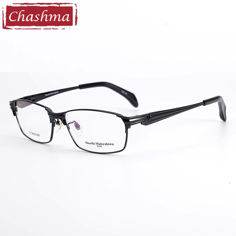 Chashma Prescription Glasses Optical Elegant Men Eyeglasses Big Face Eyewear Pure Titanium Frame Spectacles Long Temples 148mm