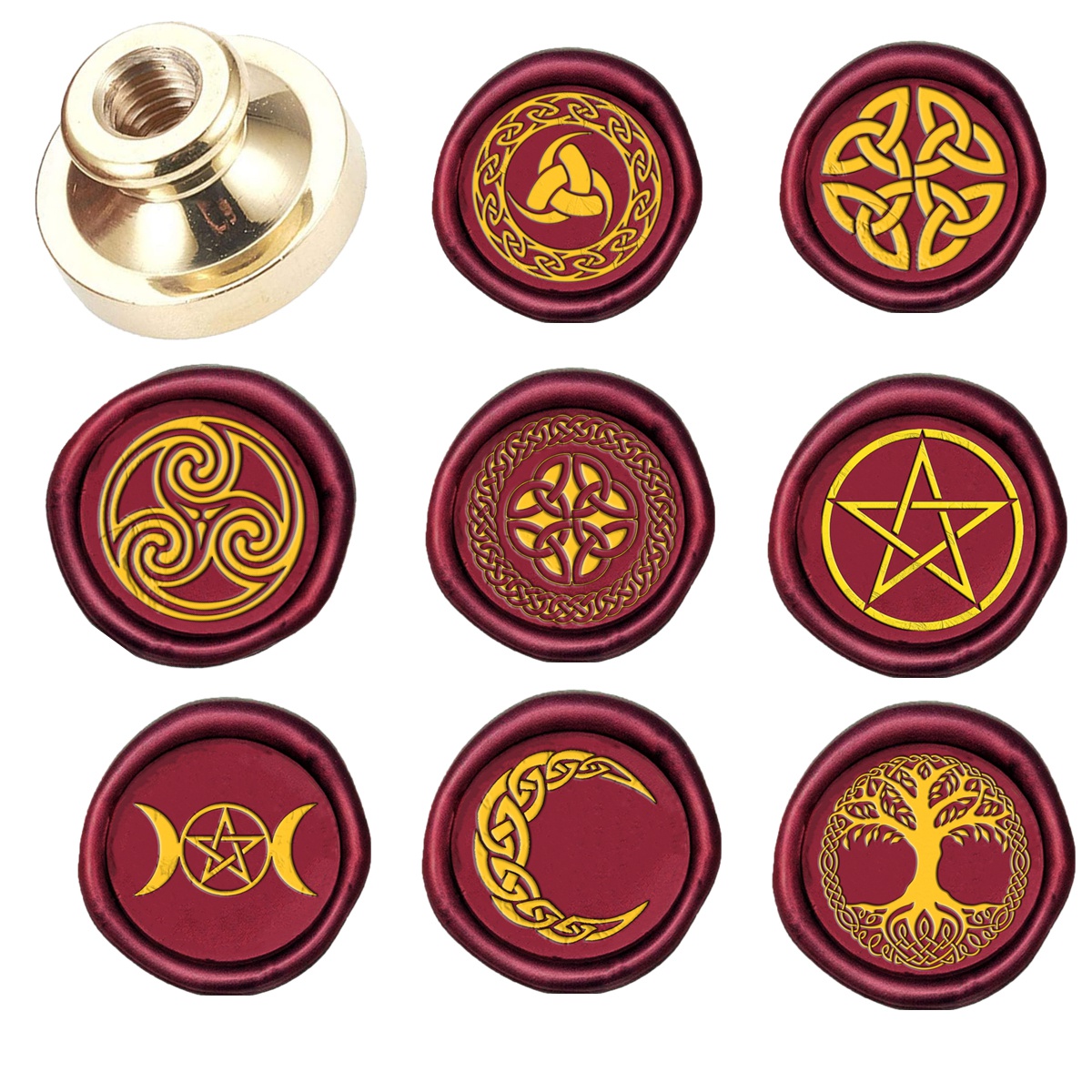 Con Dấu Sáp Tem Đồng Đầu Thay Thế, Vàng 25Mm Đồng Hải Cẩu, Wiccan Celtic Nút Thắt Dấu Sáp Tem