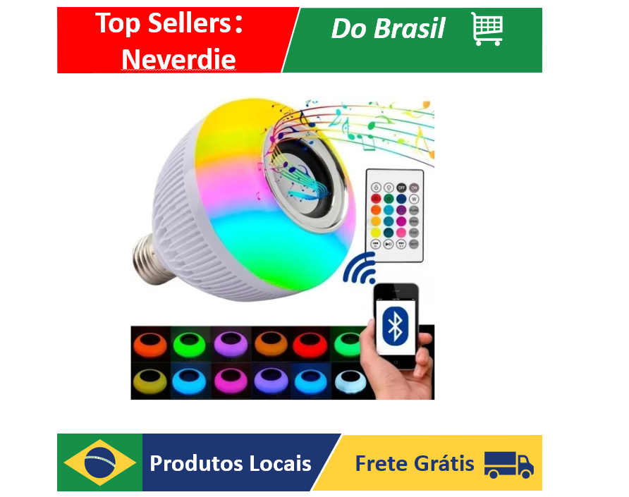 Lámpara Bluetooth Con Led Rgb Música 12W + Control Remoto