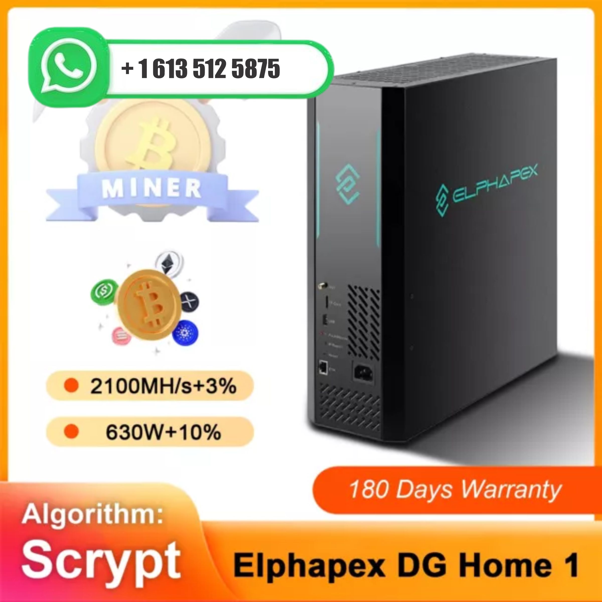Oferta Cósmica JY: Compre 3 e Ganhe 2 Grátis! Novo ElphaPex DG Home 1 2100MH/s 630W Minerador LTC/Doge Doméstico Scrypt Hydro com Fonte de Alimentação (PSU)