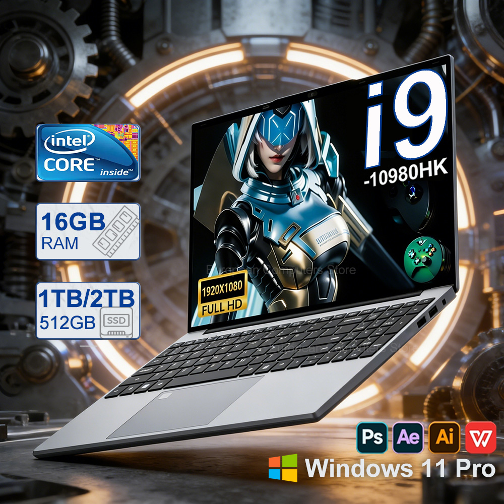 Ordinateur portable 15,6 pouces Intel Core i9 10980HK, Windows 11 Pro, 16 Go DDR, SSD 1 To/2 To, ordinateur portable i9, bureau, déverrouillage par empreinte digitale